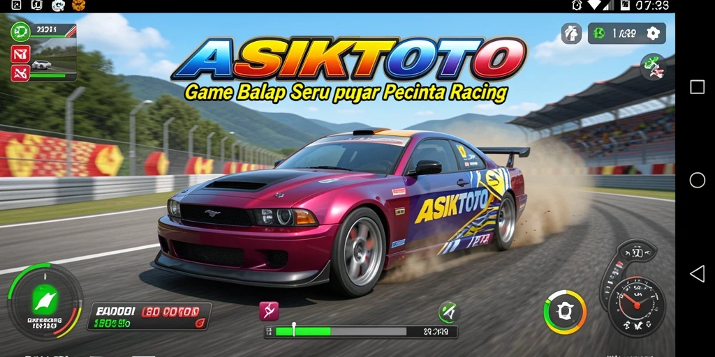 Screenshot gameplay dari ASIKTOTO menampilkan balapan mendebarkan di lintasan.