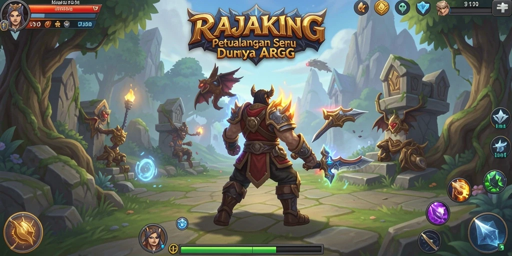 Tampilan gameplay ARPG yang mendebarkan dari RAJAKING.
