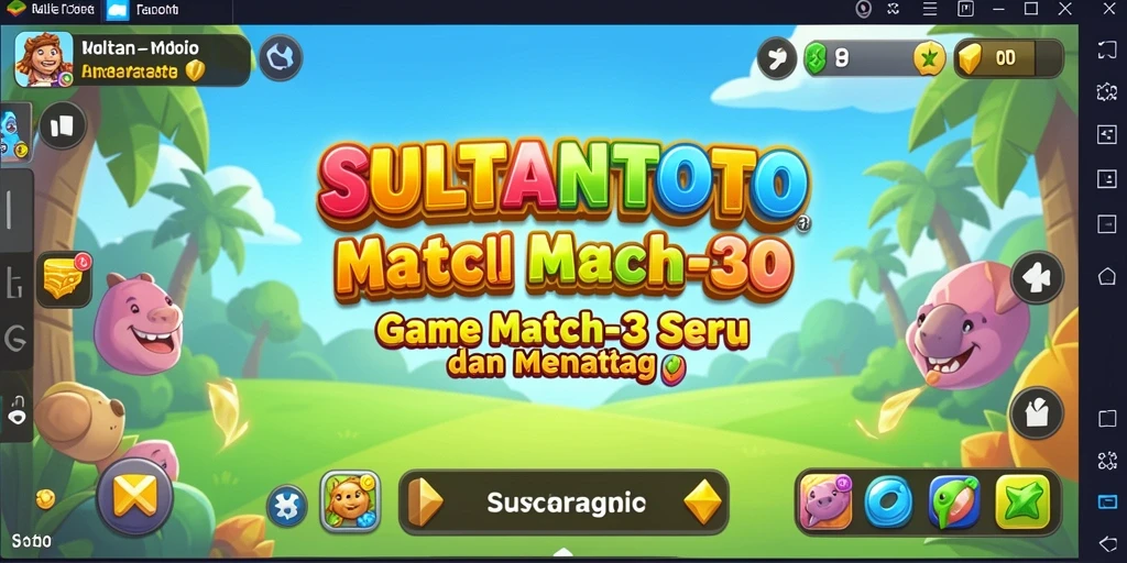 Gameplay SULTANTOTO menampilkan permata berwarna-warni dalam aksi Match-3.